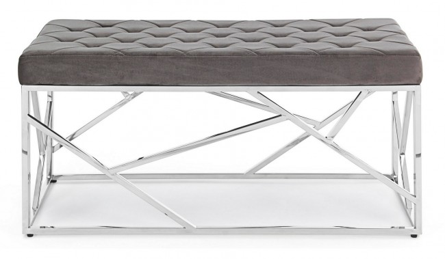 Panca Rayan in velluto grigio 97x44 cm - Samnite