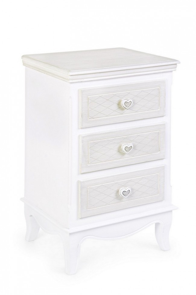 Cassettiera legno bianco 3 cassetti Charlene cm 41 x 33,5 x 68,5 - Samnite