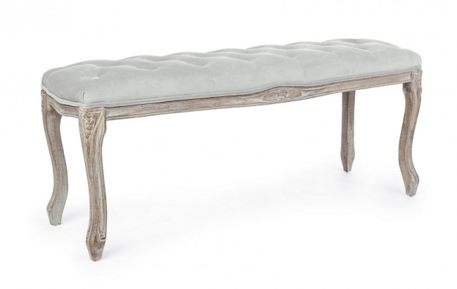 Panca classica legno velluto grigio Mathilde cm 110 x 36 x 47 - Samnite