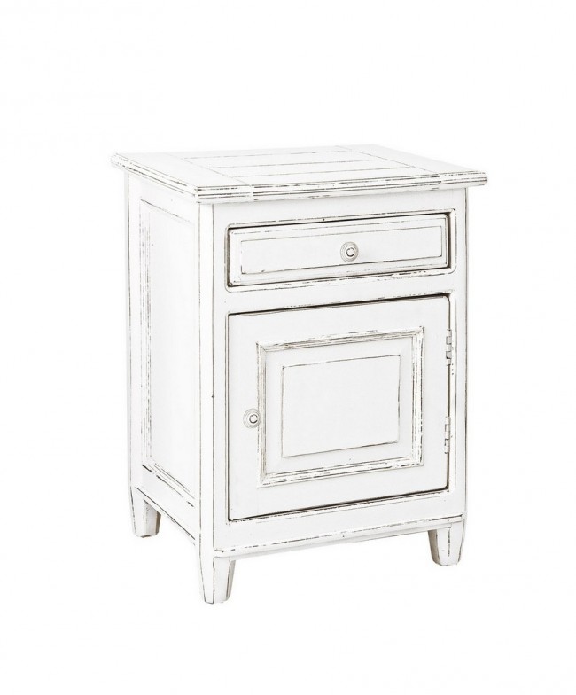 Comodino legno bianco 1 anta 1 cassetto Colette cm 50 x 40 x 65 - Samnite