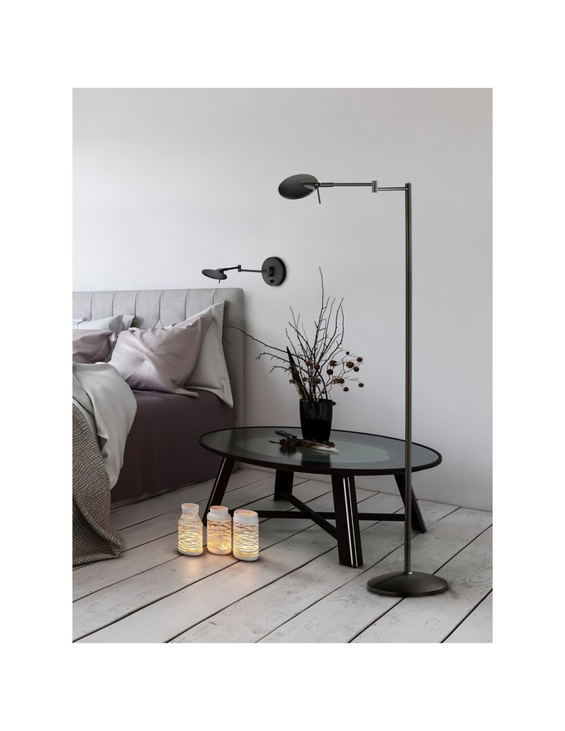 Piantana Kazan Nero Led Touch Dimmerabile Orientabile H121 cm Trio Lighting - Samnite