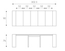 Consolle allungabile antigraffio in mdf laccato tortora 90x42,5/302,5x76h cm  - Samnite
