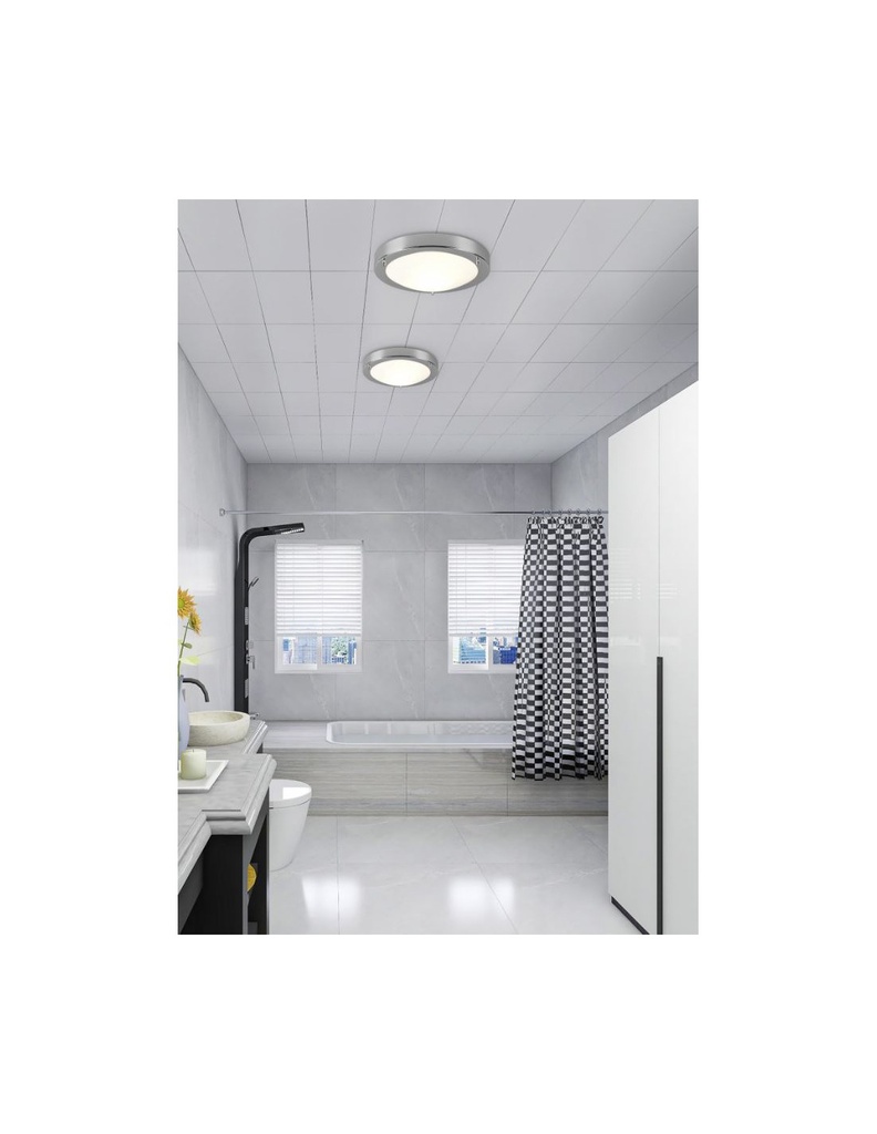 Plafoniera Rotonda Bagno Condus Cromo e Vetro Opale IP44 Trio Lighting - Samnite