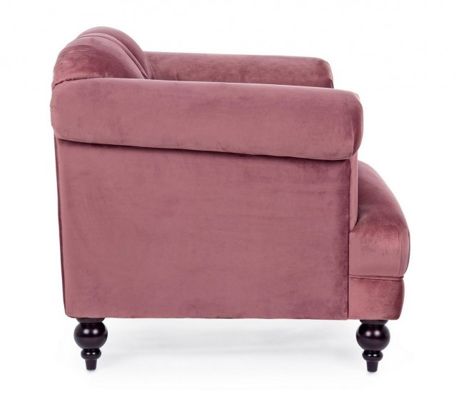 Poltrona Blossom classica effetto velluto rosa antico 97x82x78h cm - Samnite