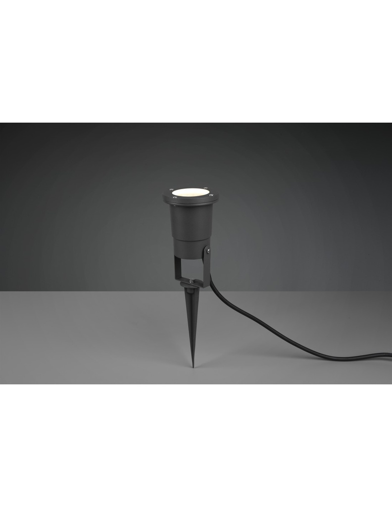 Faretto Da Esterno Orientabile Ubangi Nero Con Picchetto GU10 IP65 Trio Lighting - Samnite