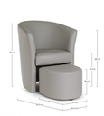 Poltrona con Pouf grigio chiaro in similpelle stile design - Samnite