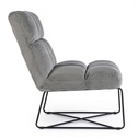 Poltrona lizzie in velluto grigio gambe metallo - Samnite