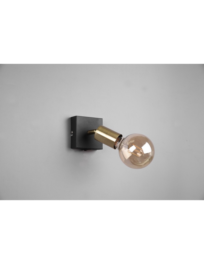 Faretto Spot Vannes Nero-Ottone 1xE27 Trio Lighting - Samnite