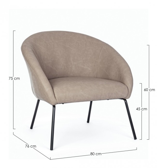 Poltrona tortora in velluto stile design - Samnite