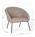 Poltrona tortora in velluto stile design - Samnite