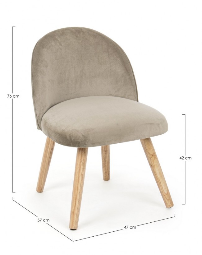 Poltroncina moderna Adeline in legno rivestita effetto velluto tortora - Samnite