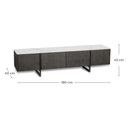 Porta TV bianco-grigio scuro 40 cm x 180 cm H. 45 cm - Samnite