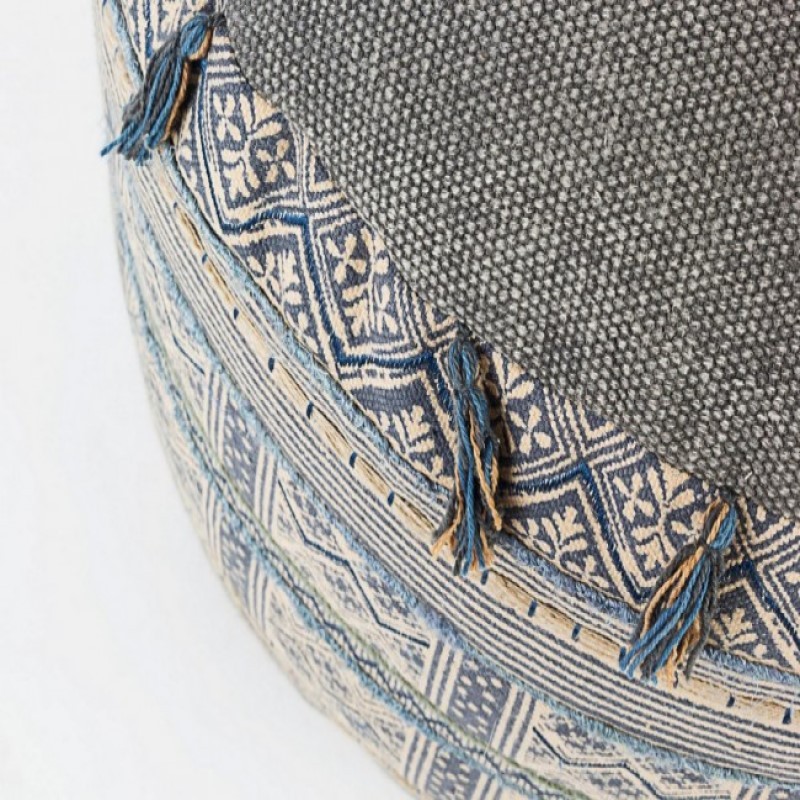 Pouf in cotone stile etnico TILAK Snorkel diametro 50x h35 cm - Samnite