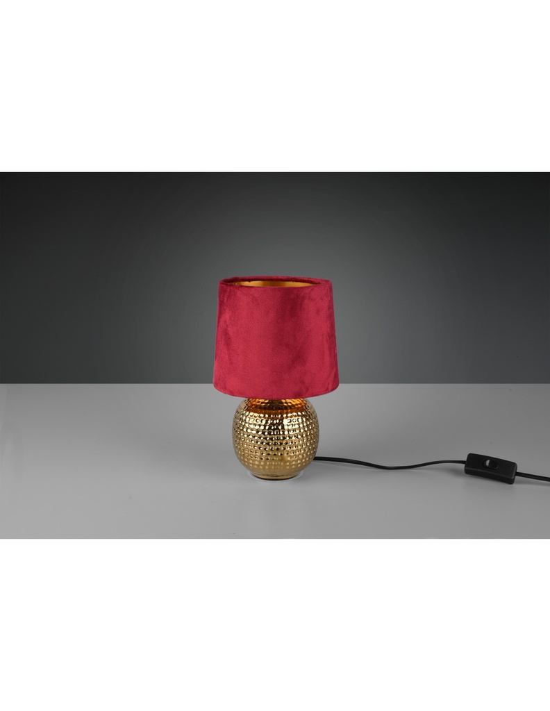 Lampada Tavolo Sophia Ceramica Oro E Paralume Velluto Rosso Ø16 cm Trio Lighting - Samnite