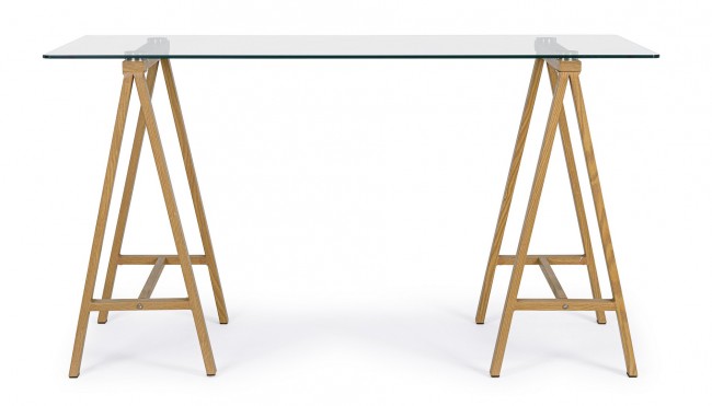 Scrivania moderna Alchimia con piano in vetro 140x70x76h cm - Samnite