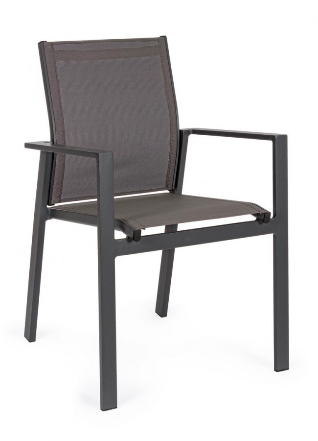 Sedia con braccioli Crozet da esterno dark antracite - Samnite