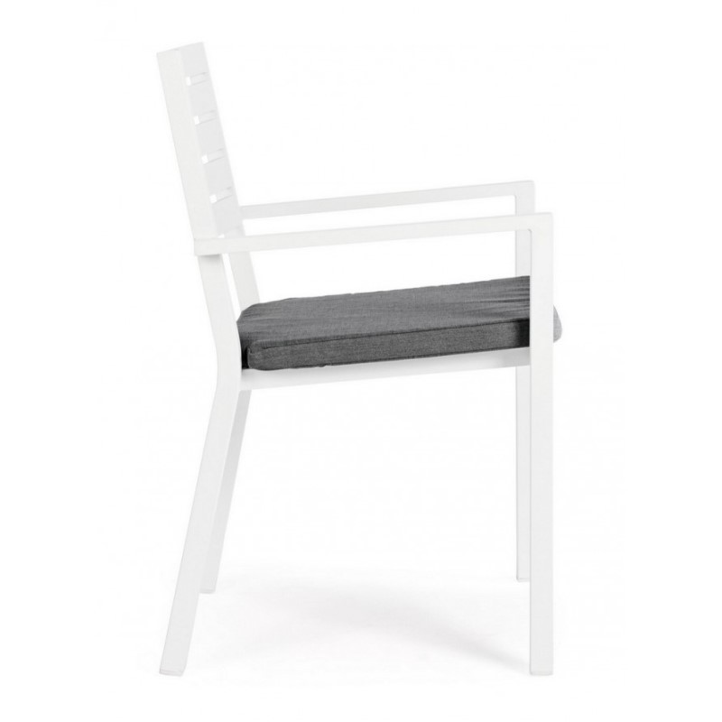 Sedia con braccioli Helina bianco in alluminio - Samnite