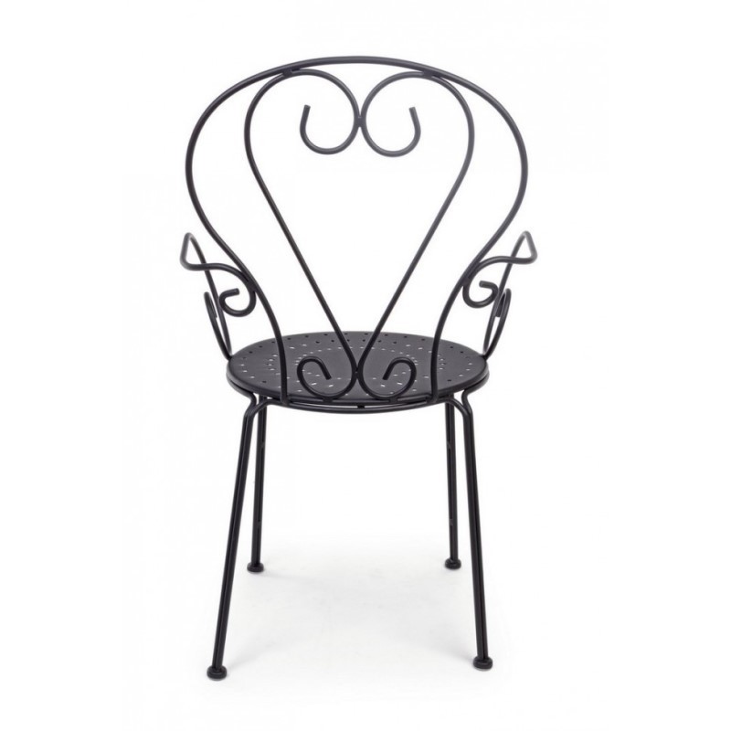 Sedia da giardino con braccioli in acciaio Antracite ETIENNE 49x49x h89 cm - Samnite