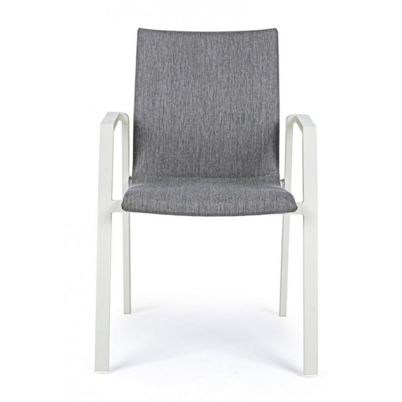 Sedia da giardino esterno bianco grigio impilabile - Samnite
