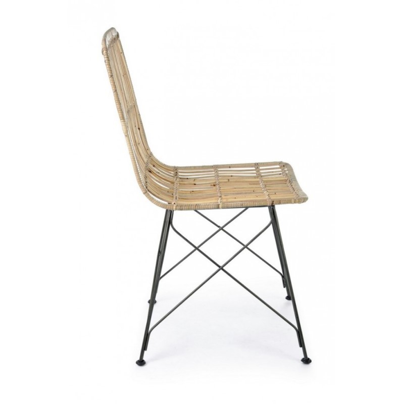 Sedia in stile contemporaneo in acciaio e kubu Naturale LUCILA 45x55x h85 cm - Samnite