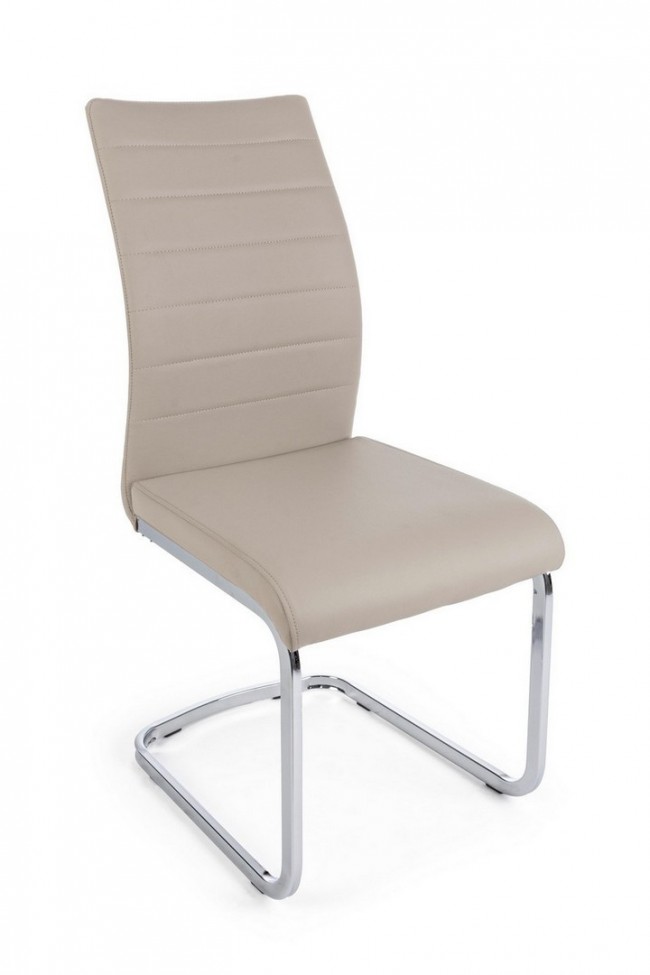 Sedia moderna imbottita in ecopelle Cappuccino MYRA 41x60x h98 cm - Samnite