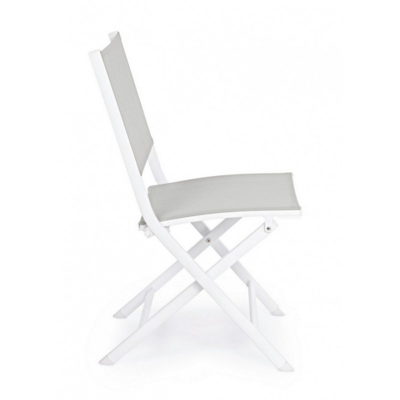 Sedia per esterno in alluminio Bianco Grigio ELIN 47x57x h88 cm - Samnite