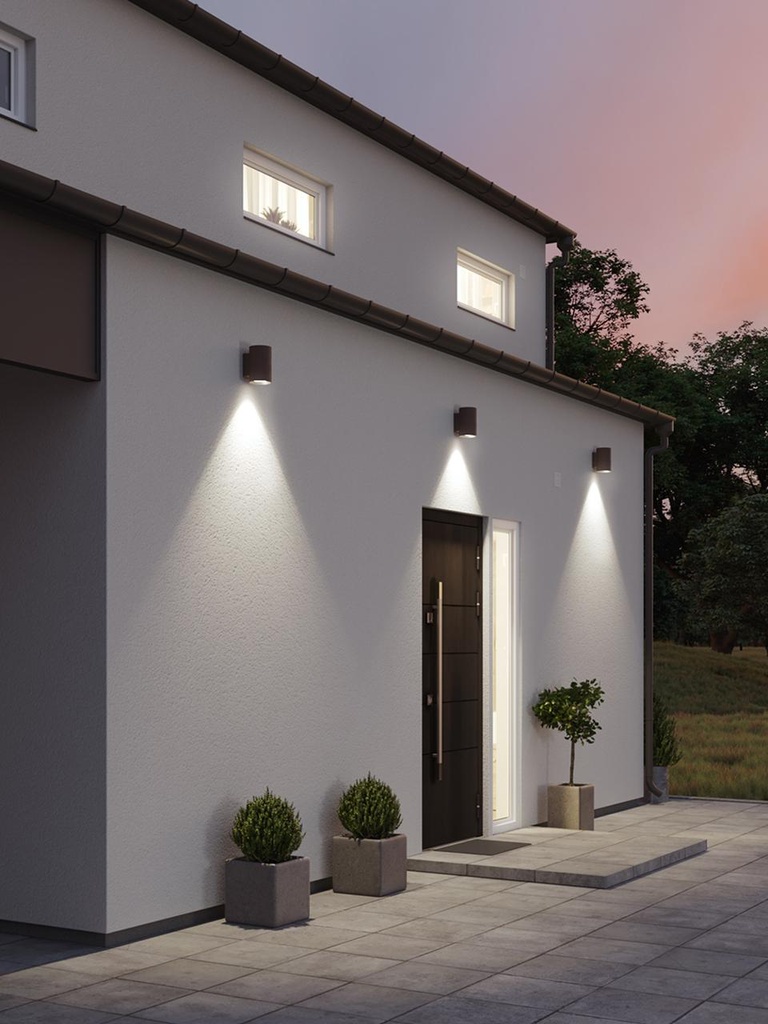 Lampada da parete in alluminio pressofuso, diffusori in vetro trasparente, 20W, 2120 lumen, luce calda bianco - Samnite