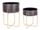 Set 2 porta vaso nero in alluminio stile design - Samnite