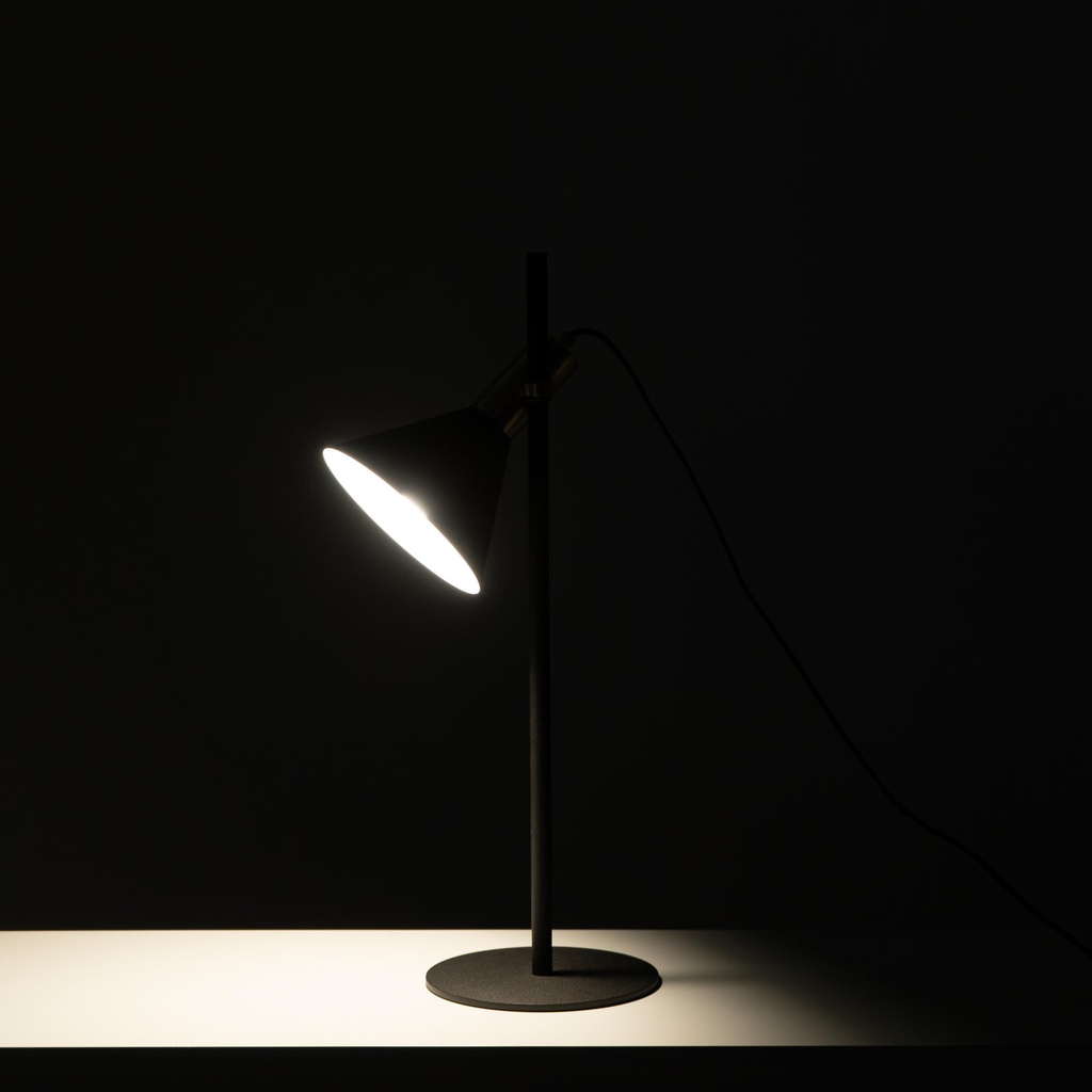 Lampada da tavolo in metallo e paralume nero opaco 18x18x55h cm - Samnite