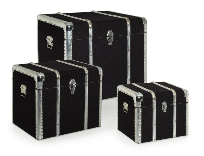 Set 3 bauli nero in legno stile atmosphere - Samnite