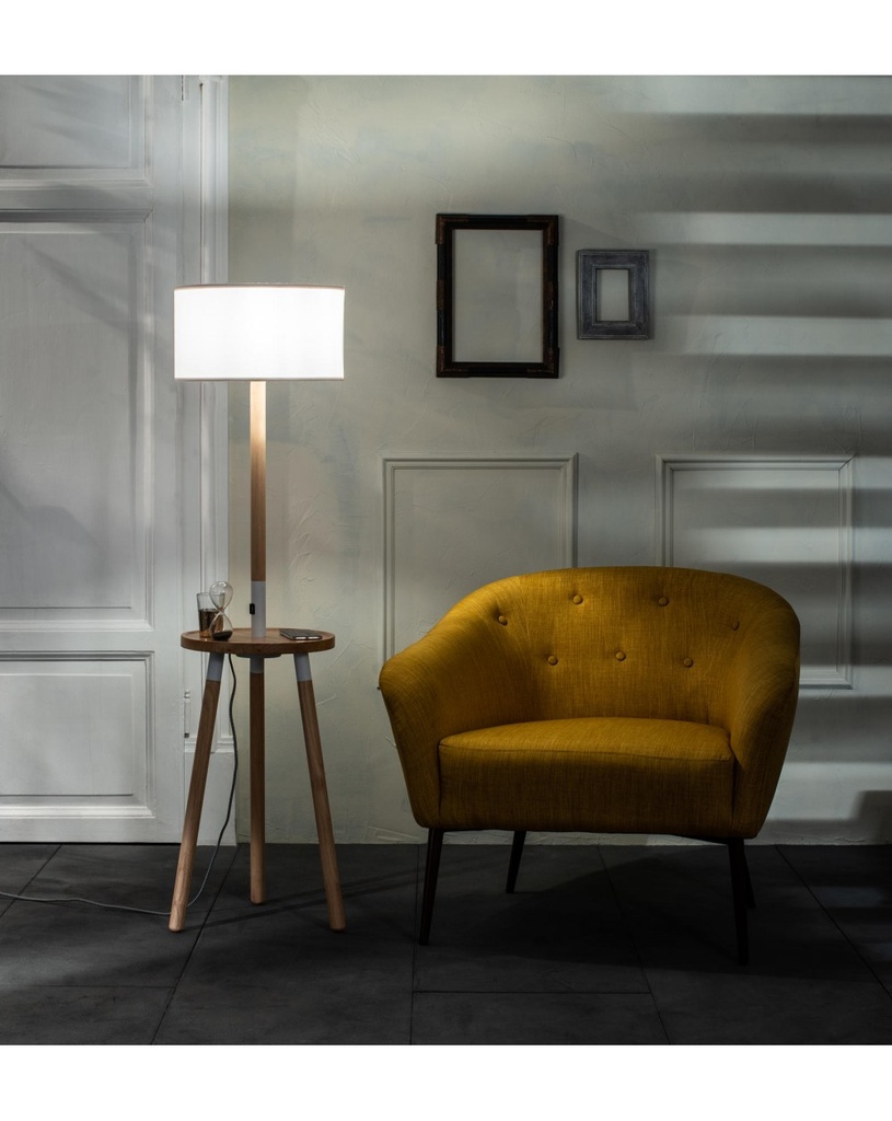 Lampada da terra Acrux in tessuto bianco e legno STS - Samnite