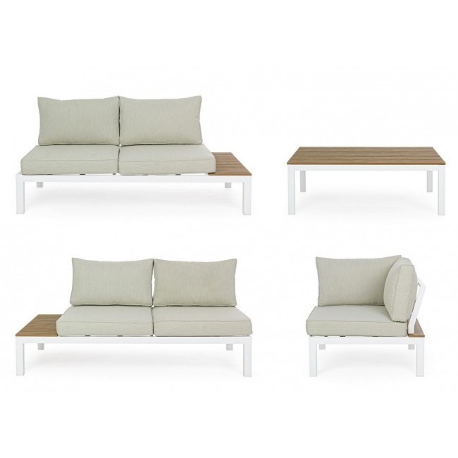 Set da esterno salotto angolare con cuscini bianco Elias - Samnite