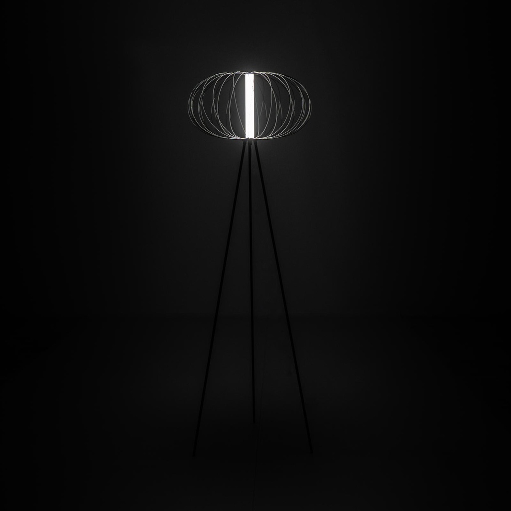 Lampada da terra in acciaio con paralume nero lucido 50x50x150h cm - Samnite