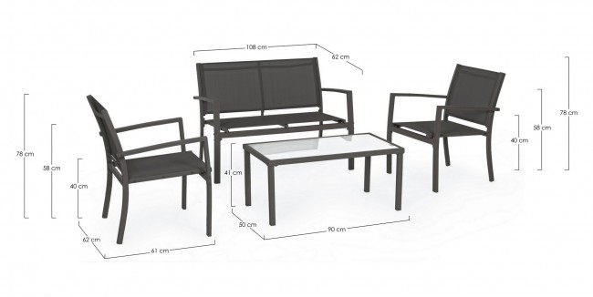 Set salotto antracite in metallo - Samnite