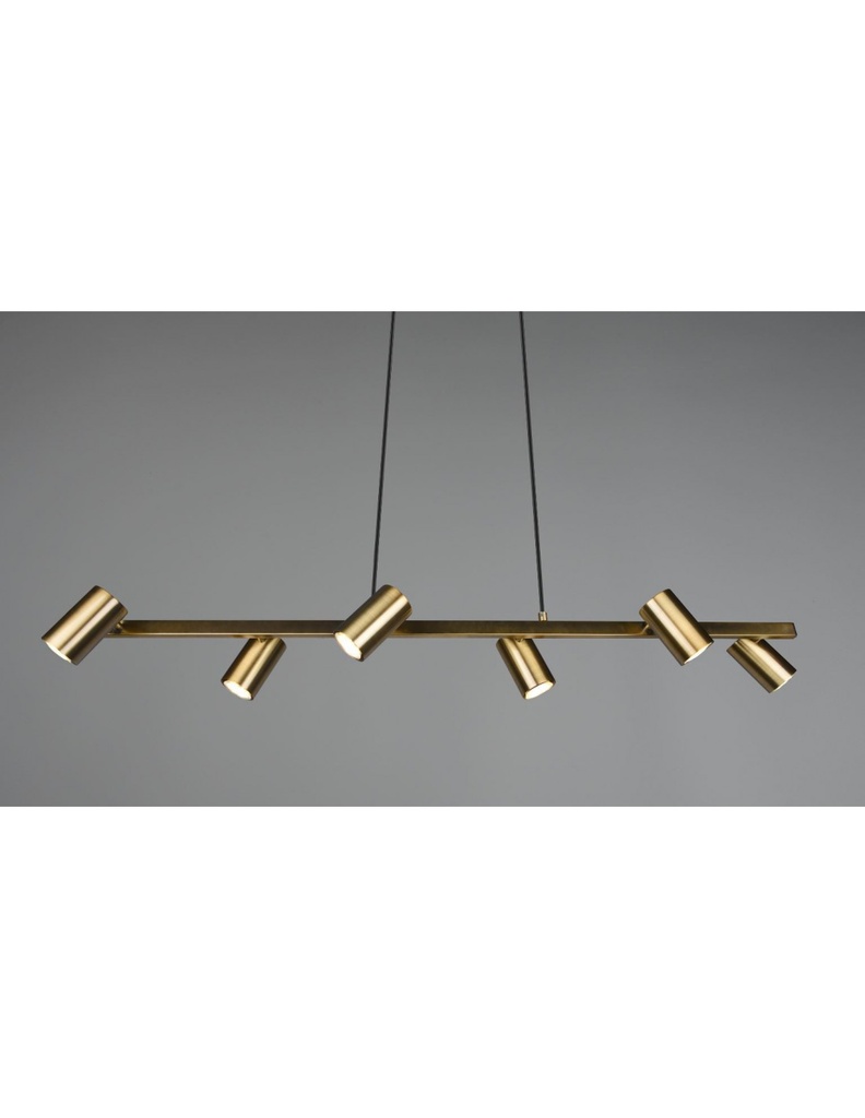Lampadario 6 Faretti GU10 Orientabili Marley Ottone Invecchiato Trio Lighting - Samnite