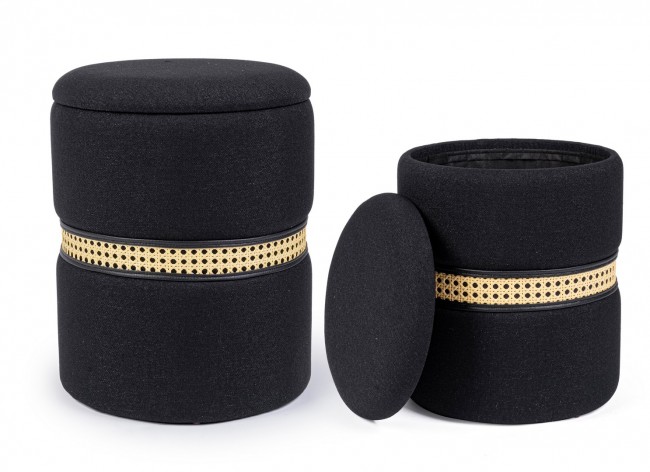 Set2 Pouf Contenitore Karina Nero - Samnite