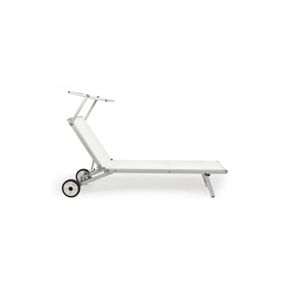 Lettino Cross con ruote in alluminio bianco - Samnite