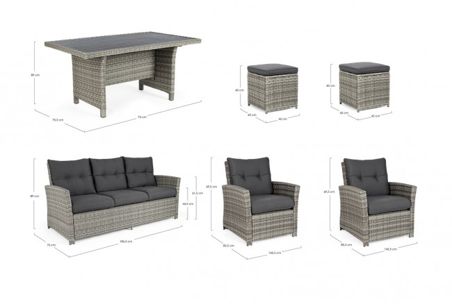Set6 Salotto C-C Ariel Grey - Samnite