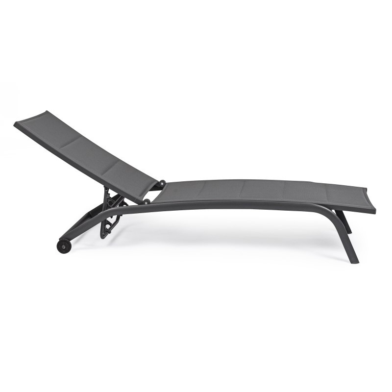 Lettino da giardino in alluminio con ruote Antracite CLEOPAS 61x192x h96 cm - Samnite