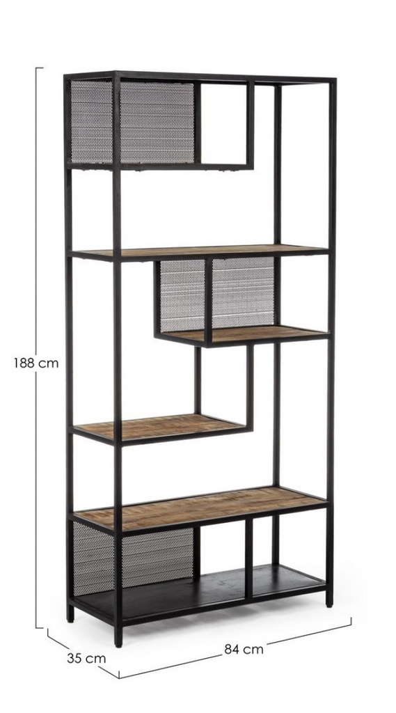 Libreria 6 piani in metallo stile industriale cm 84x35x188h - Samnite