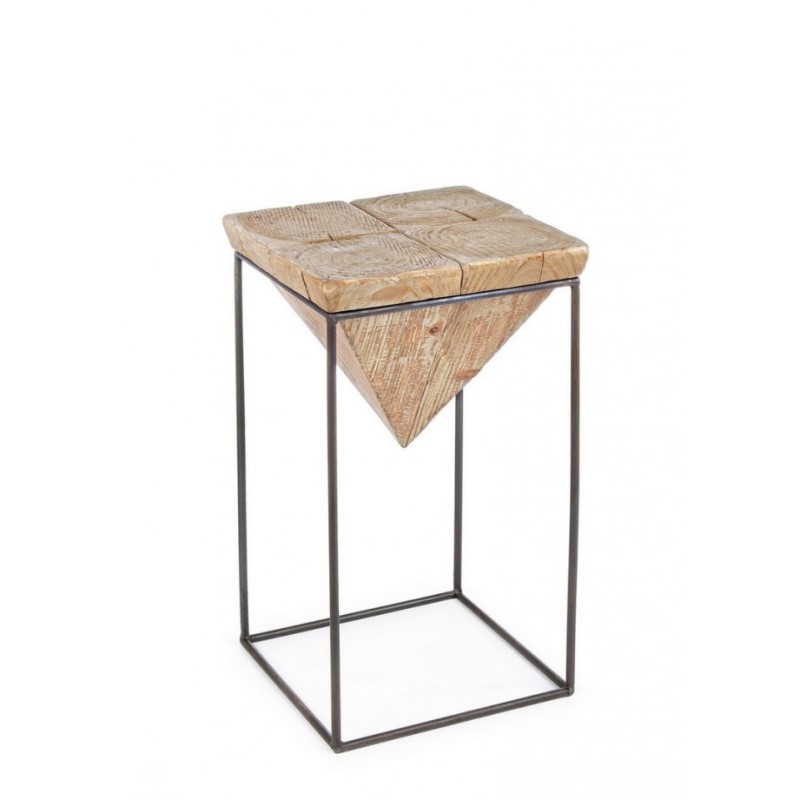 Sgabello in acciaio seduta in legno di abete PRISMY 31x31xh.55 cm - Samnite