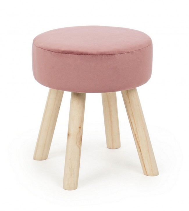 Sgabello in legno Adeline effetto velluto rosa 38h cm - Samnite