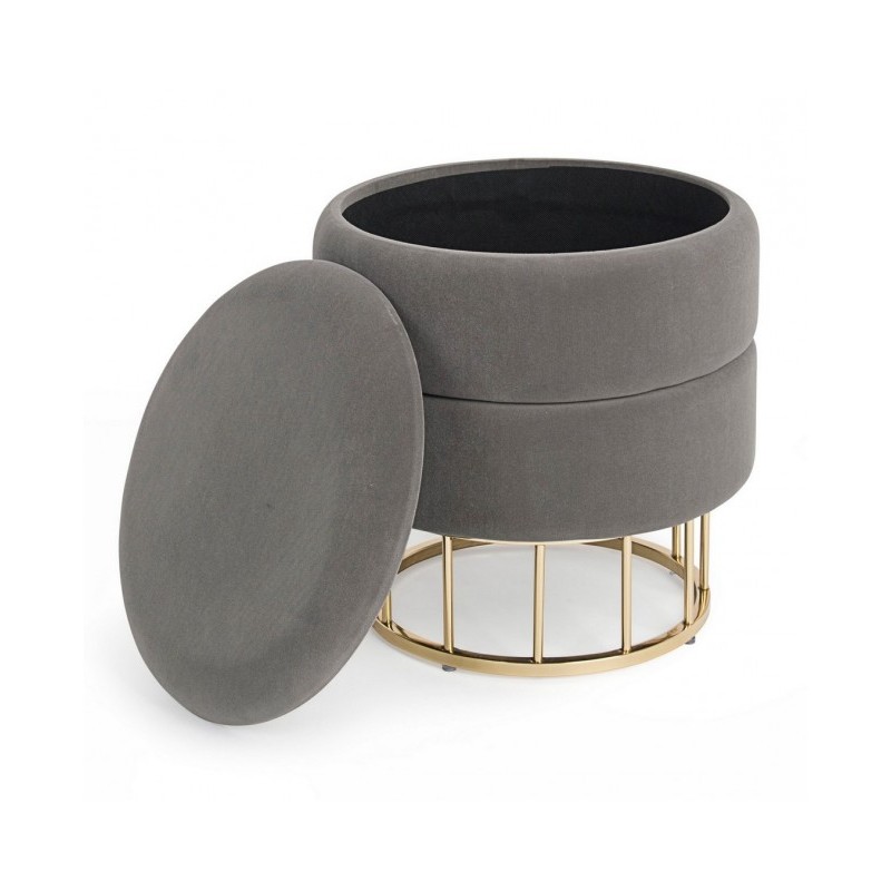 Sgabello struttura metallo dorato velluto grigio - Samnite