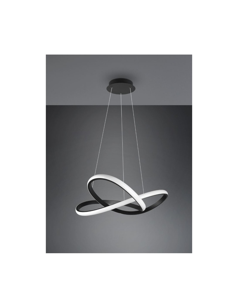 Sospensione Moderna Course Nera Led Dimmer 27W Ø60 cm Trio Lighting - Samnite