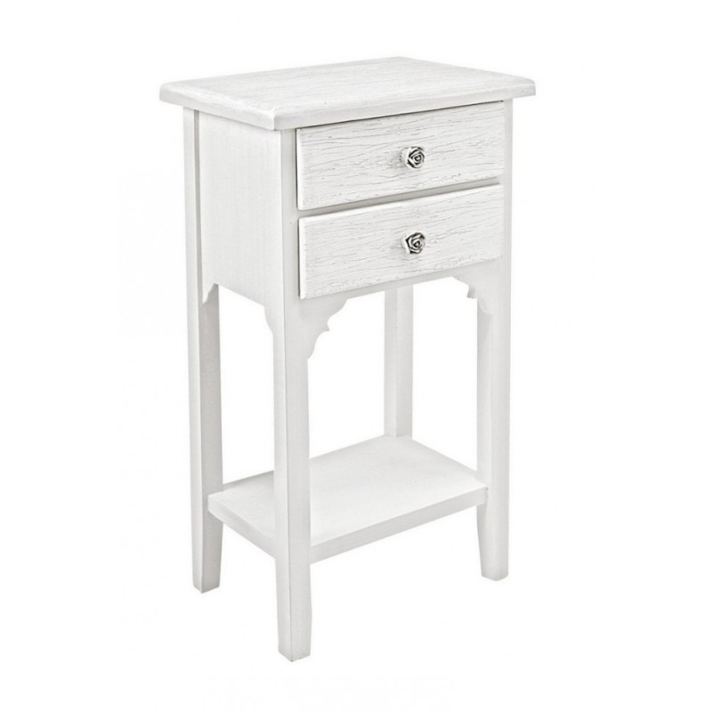 Mobiletto comodino in MDF due cassetti Bianco 37x26,5x h69,5 cm - Samnite