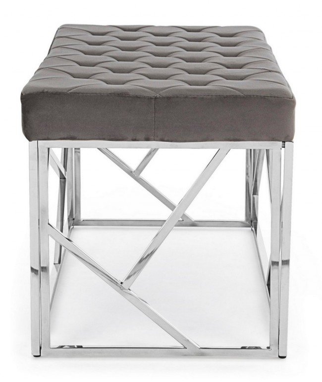 Panca Rayan in velluto grigio 97x44 cm - Samnite