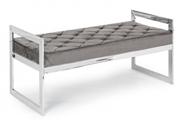 Panca velluto grigio Sveva cm 97 x 44 - Samnite