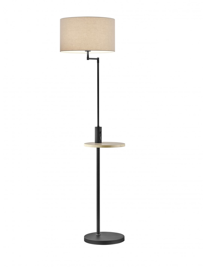 Piantana Moderna Claas Nero con Mensola e Porta USB Trio Lighting - Samnite