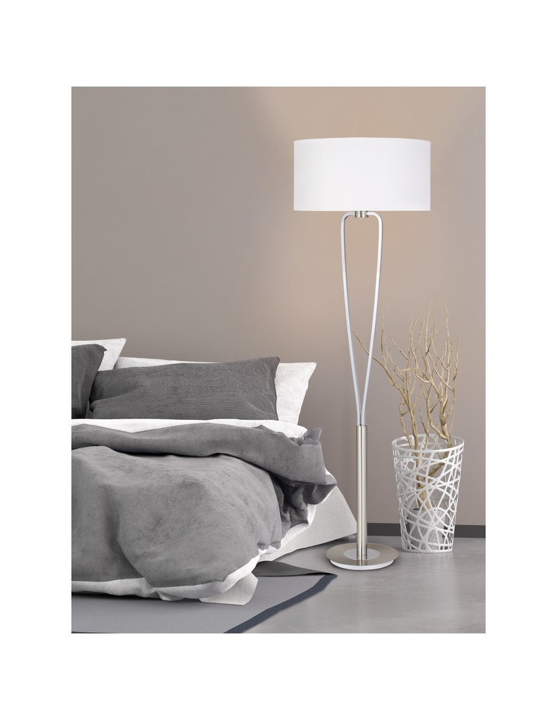 Piantana Moderna Paris II Nichel con Paralume Bianco Trio Lighting - Samnite