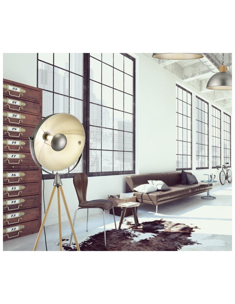 Piantana Treppiede Industrial Delhi Cupola Orientabile Trio Lighting - Samnite